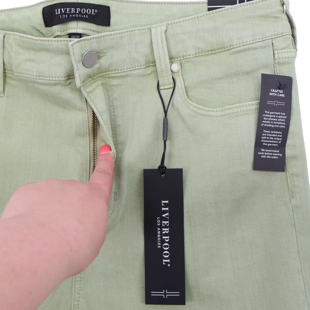 Liverpool Los Angeles Sage Green Skinny Jeans 12/31 NWT Mid Rise Stretch Denim - Picture 3 of 7